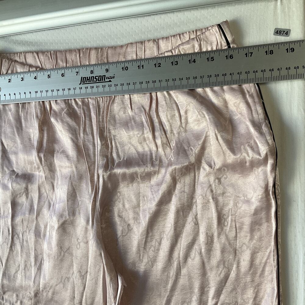 Victoria's Secret Women Sleepwear L Pink Pajama Pants Satin Script Logo 30”Insea - Picture 9 of 10